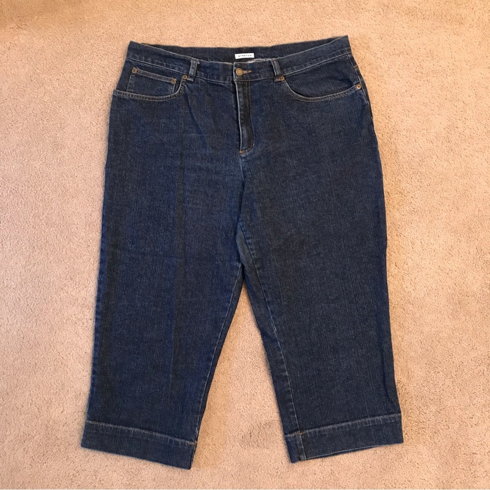 Jones Sport Denim Blue Jeans Size 16 Wide Leg Cropped Capri Summer Coastal